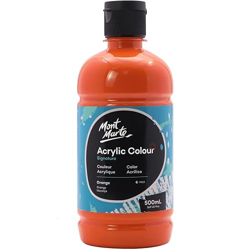 Mont Marte Signature Orange Acrylic Paint, 169Oz (500Ml), Semi-Matte Finish, Suitable For Canvas, Wood, Fabric, Leather, Cardboa